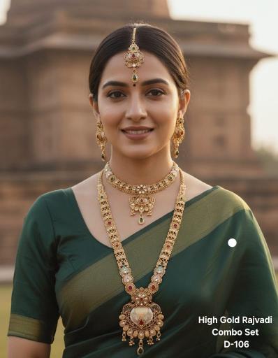 High gold rajvadi combo set D 106 Bulk artificial jewellery suppliers in Delhi